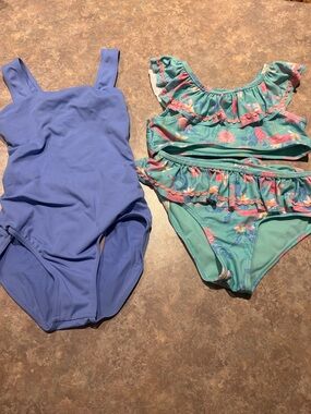 balera & Tommy Bahama Light Blue Bathing Suit Nude Lining Floral 2 Piece